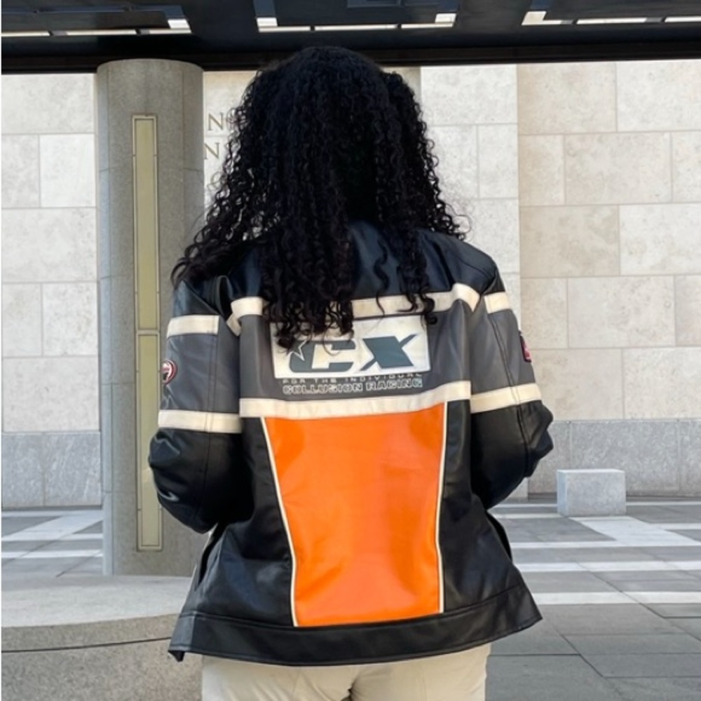 Black and Orange Leather Jacket